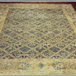 The more modern designs mainly developed for the Western market in the late 19th century are either Aubussons or Koran (Quran) medallion-and-corners with an open field. The open field is actually an important distinguishing characteristic of these modern Kerman rugs. The tradition Kerman designs consist of Shah Abbasi medallion-and-corner, all-over floral, all-over botch, striped designs, paneled garden, tera-of-life, prayer, vase, garden, hunting, animal, and the famous elaborate pictorials using both Persian and European themes. Usually 15 to 30 colors are used in one rug. The two most common colors use in Antique and semi-antique rugs are rich red and red-blue. More recent rugs tend to have pastel colors such as lime green, pink, ivory and grey-blue. Turquoise, orange, champagne and beige are also among the commonly used colors. Kerman rugs are woven with asymmetric (Persian) knot.